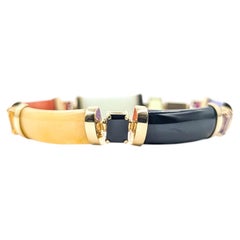 Buntes Jade-Armband mit mehreren Edelsteinen in 14k Gelbgold