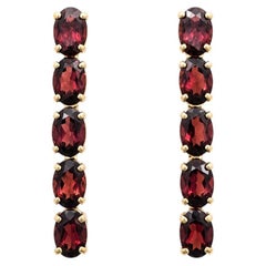 Linear Garnet Earrings in 14k Yellow Gold