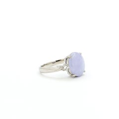 3.59ct Lavender Jade and Diamond Three-Stone Platinum Ring