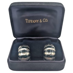 Late 20th Century Tiffany & Co. Sterling Silver Black Gemstone Clip-Back Earring