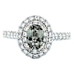 Double Halo Alexandrite and Diamond Ring in 18K White Gold- GIA 6237584995