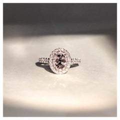 Double Halo Alexandrite and Diamond Ring in 18K White Gold- GIA 6237584995