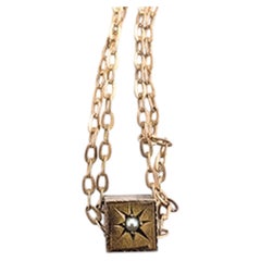 Seed Pearl Pocket Watch Fob Chain in 10K Rose Gold