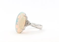 Jelly Opal & Diamond Ring in 18k White Gold