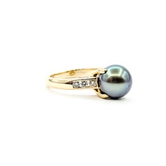 Anillo «Cocktail Tahitian Pearl & Diamond» en oro amarillo de 14k
