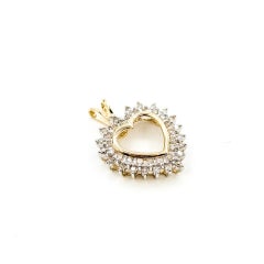 Heart Diamond Double Halo Pendant in 10k Yellow Gold