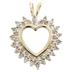Heart Diamond Double Halo Pendant in 10k Yellow Gold