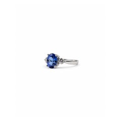 Tanzanite and Diamond Ring in 14K White Gold