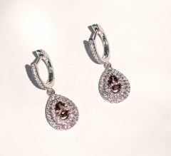 Alexandrite and Diamond Drop Earrings in 14k White Gold- GIA 5232585021 and 1232