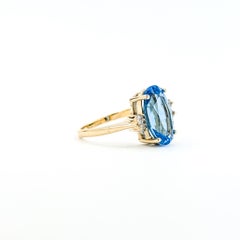 Radiant Topaz & Diamond Ring in 14k yellow gold