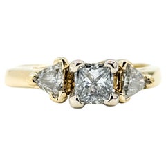 14k Yellow Gold Three Stone Diamond Ring