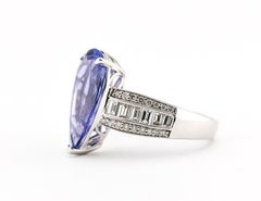 Pear-Shaped Tanzanite and Diamond Statement Ring in 14K White Gold