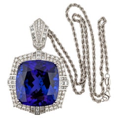Collier pendentif en platine avec tanzanite de 93,57 carats et diamants - GIA 1232889387
