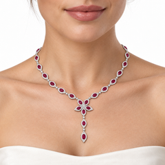 Collier en Y à motif floral, en platine, avec un rubis de 18,12 carats et des diamants - GIA 5242060937