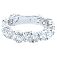 Full Eternity Pear Shape 3.2 ct Diamond Ring 18k White Gold
