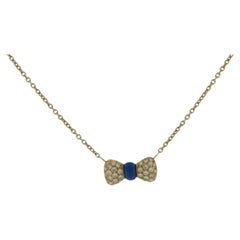 Van Cleef & Arpels 18K Yellow Gold Noeud Papillon Lapis diamond Necklace