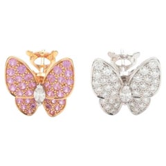 Van Cleef & Arpels Butterfly Stud Earrings 18K White Gold and 18K Rose Gold