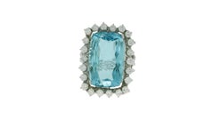 18K White Gold Aquamarine and Diamond Ring
