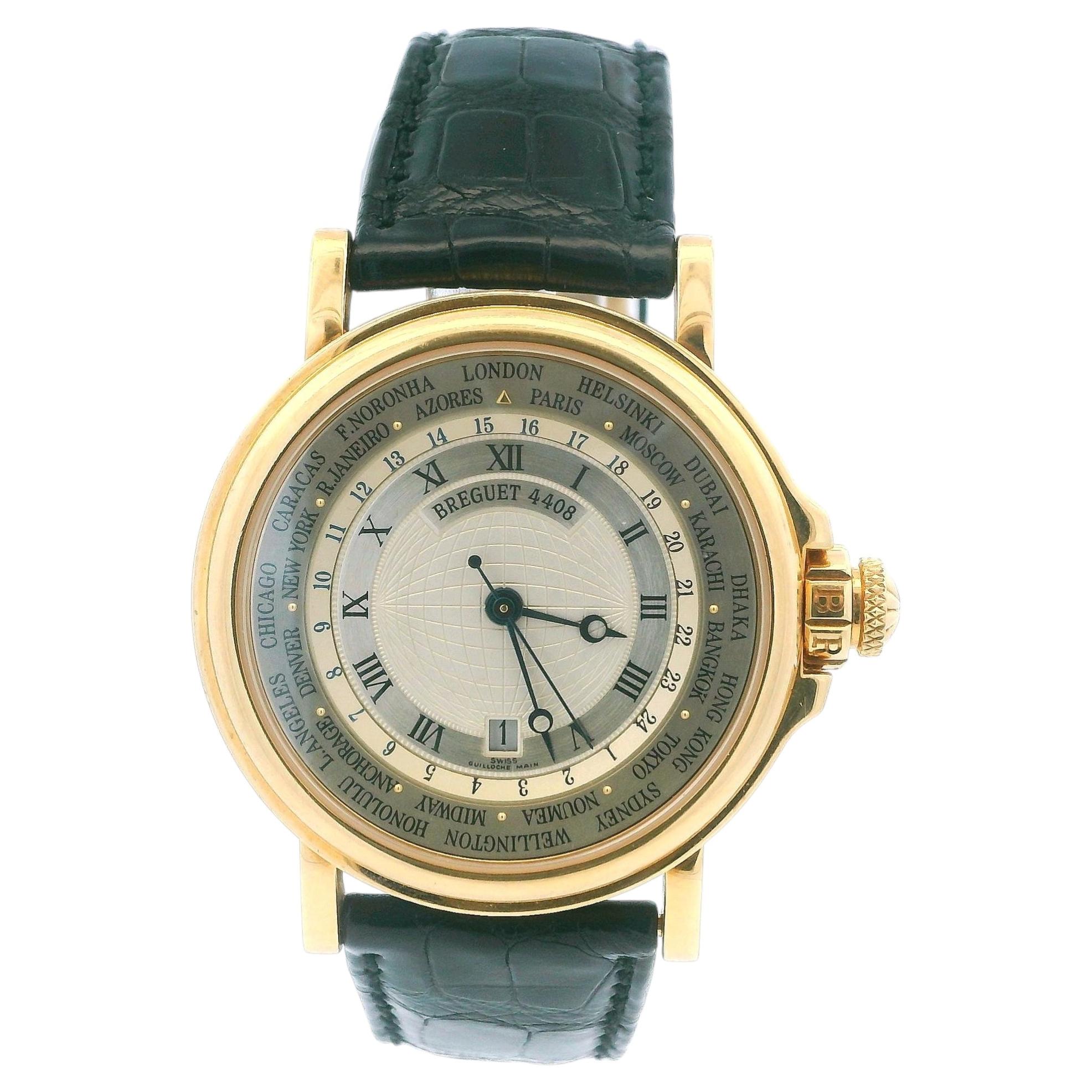Breguet Marine 3700BA Hora Mundi 18K YG Vintage-Uhr mit Weltzeit-Zifferblatt