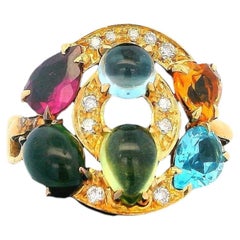 Bvlgari 18k Yellow Gold Multicolor Stones & Diamonds