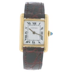 Cartier Tank 78087 Paris 18K Yellow Gold Deployant Buckle Vintage Watch