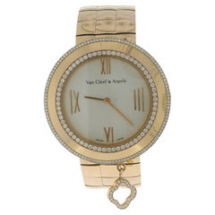 Van Cleef & Arpels 18k Rose Gold Floral Charm MOP Dial Box Papers