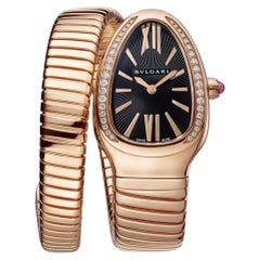 Bvlgari Serpenti Tubogas SPP35G 18K Rose Gold Diamond Bezel Ladies Watch