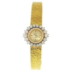 Omega 18K Yellow Gold Diamond Bezel Manual Ladies Vintage Watch
