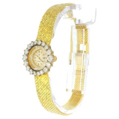 Omega 18K Yellow Gold Diamond Bezel Manual Ladies Vintage Watch