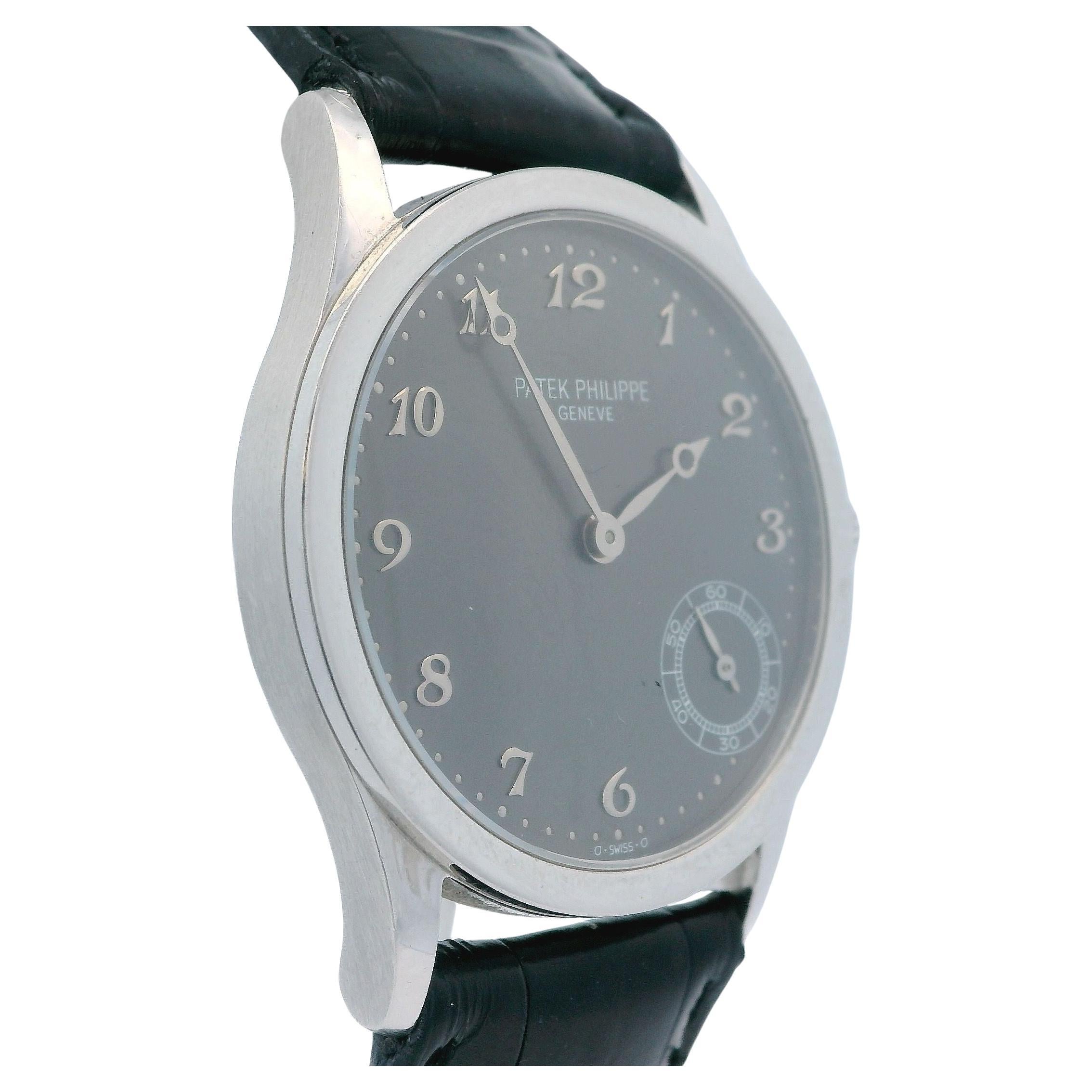 Patek Philippe Calatrava Certified Platinum Gray Dial Automatic Mens Watch 5026P