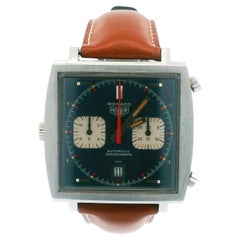 Heuer Monaco "Transitional" Blue Dial Unpolished 1969 Original Sticker on Back