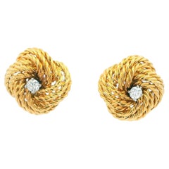 Boucheron Paris Vintage Boucles d'oreilles nœud diamant central