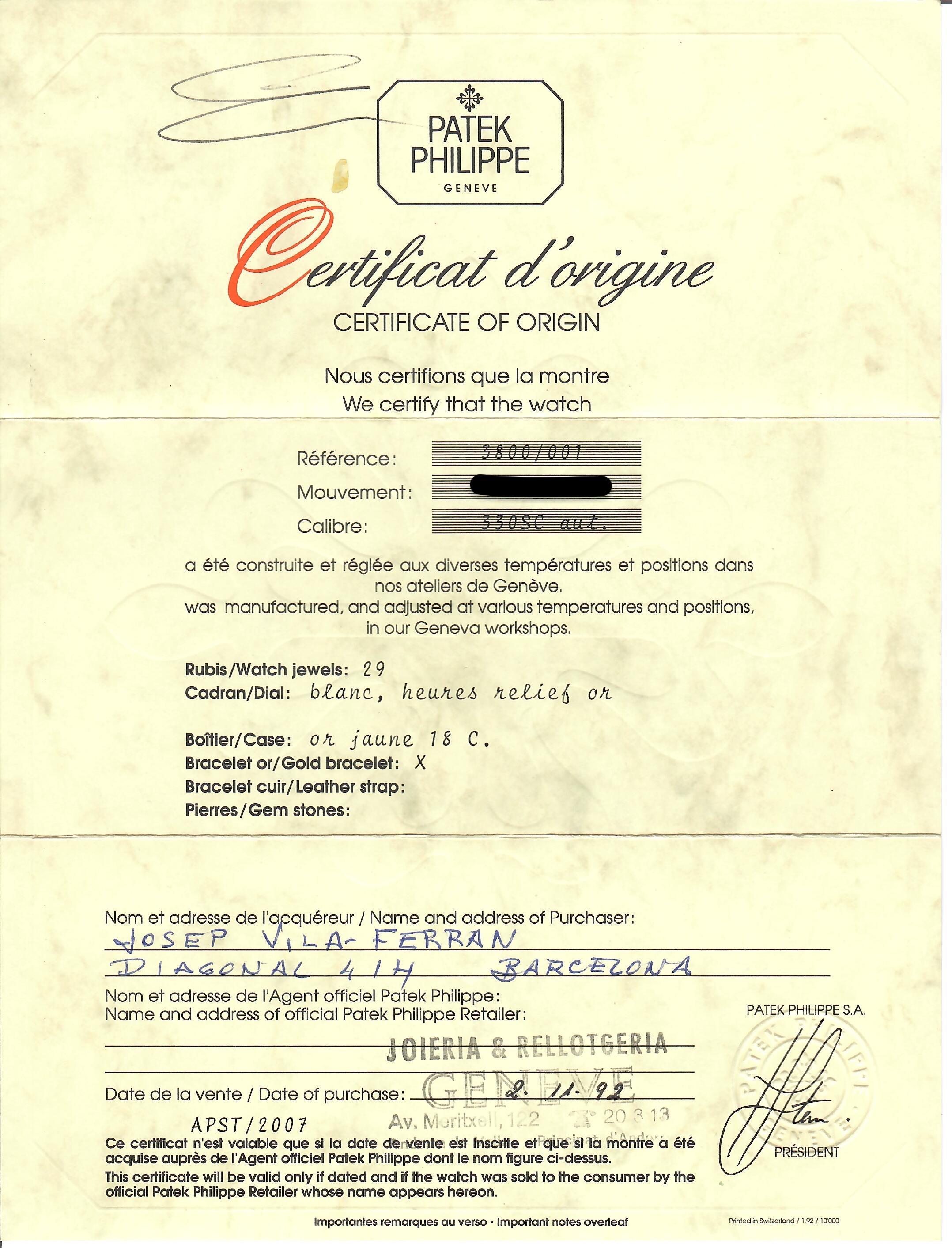 Patek Philippe Nautilus 3800/1J Or Jaune 18K Boîte et papiers en vente 4
