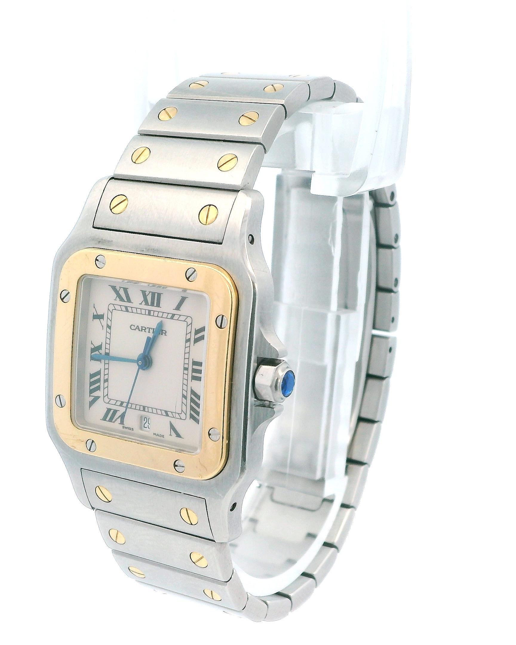 Cartier Santos de Cartier Galbée W20011C4 Zweifarbig Unpoliert im Zustand „Gut“ im Angebot in Great Neck Plaza, NY
