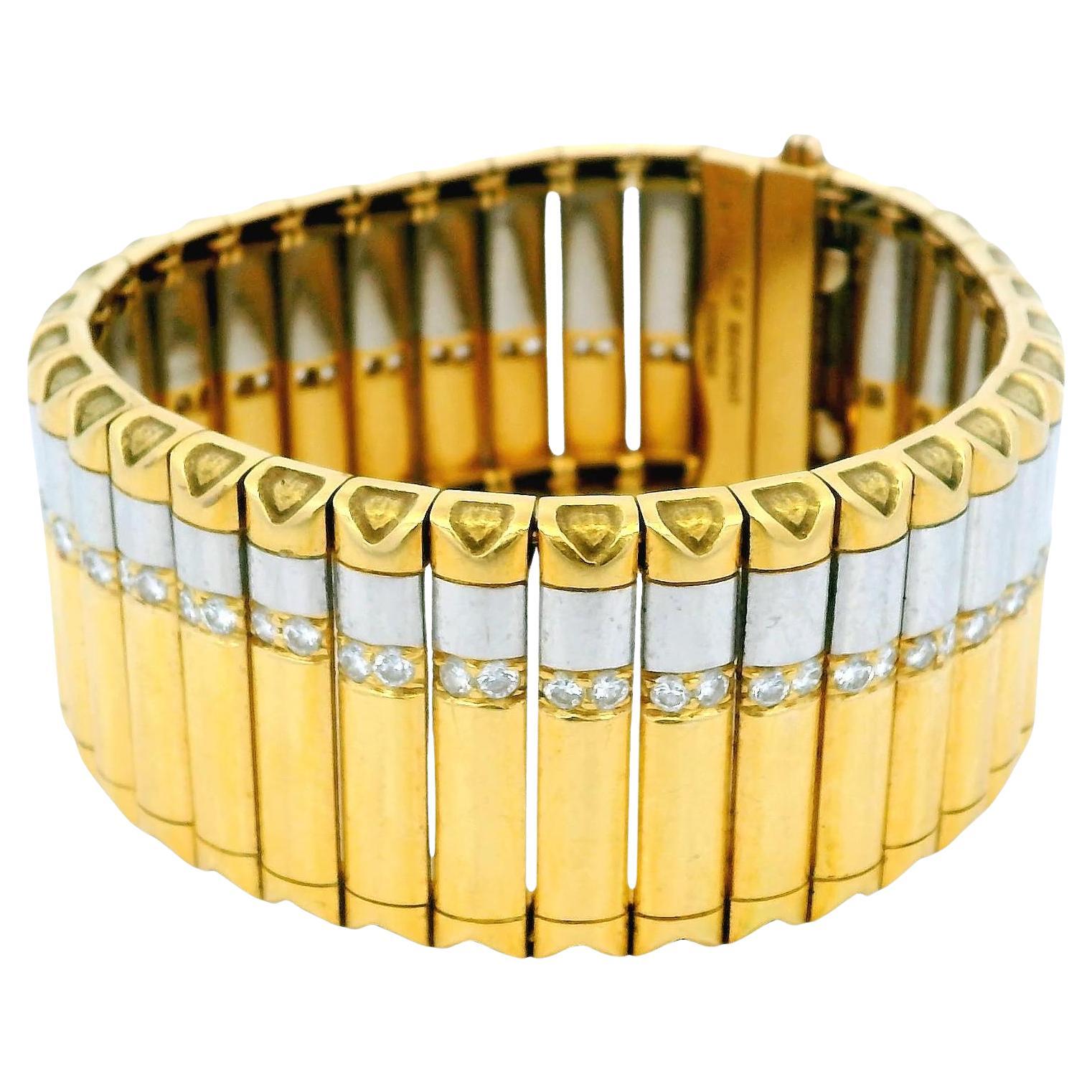 Michael Bondanza Pulsera de platino y oro de 18 quilates con diamantes en venta