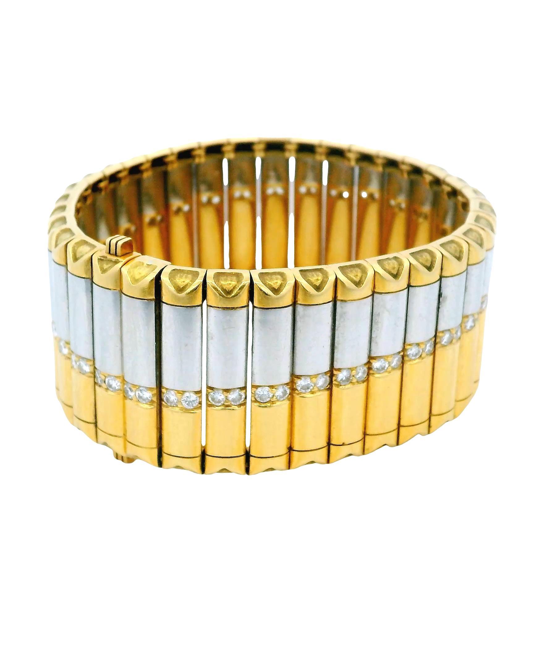 Femenino o masculino Michael Bondanza Pulsera de platino y oro de 18 quilates con diamantes en venta