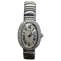 Cartier Baignoire W15133L2 18K white Diamond Bezel Ladies Watch