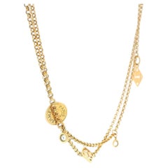 Hermès 18k Gold Double Chain with Diamond Accents and Round Tags Necklace