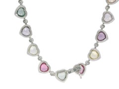 Fred Leighton Platin-Halskette mit Herz, Saphir und Diamanten – GAL-Gutachten