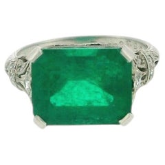 art deco plat filagre ring 4.06 muzo emerald vivid green Dunaigre report