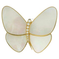 Van Cleef & Arpels Butterfly MOP Diamond 18K Yellow & White Gold Brooch