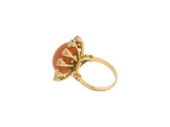 18K Yellow Gold Coral Diamond Ring