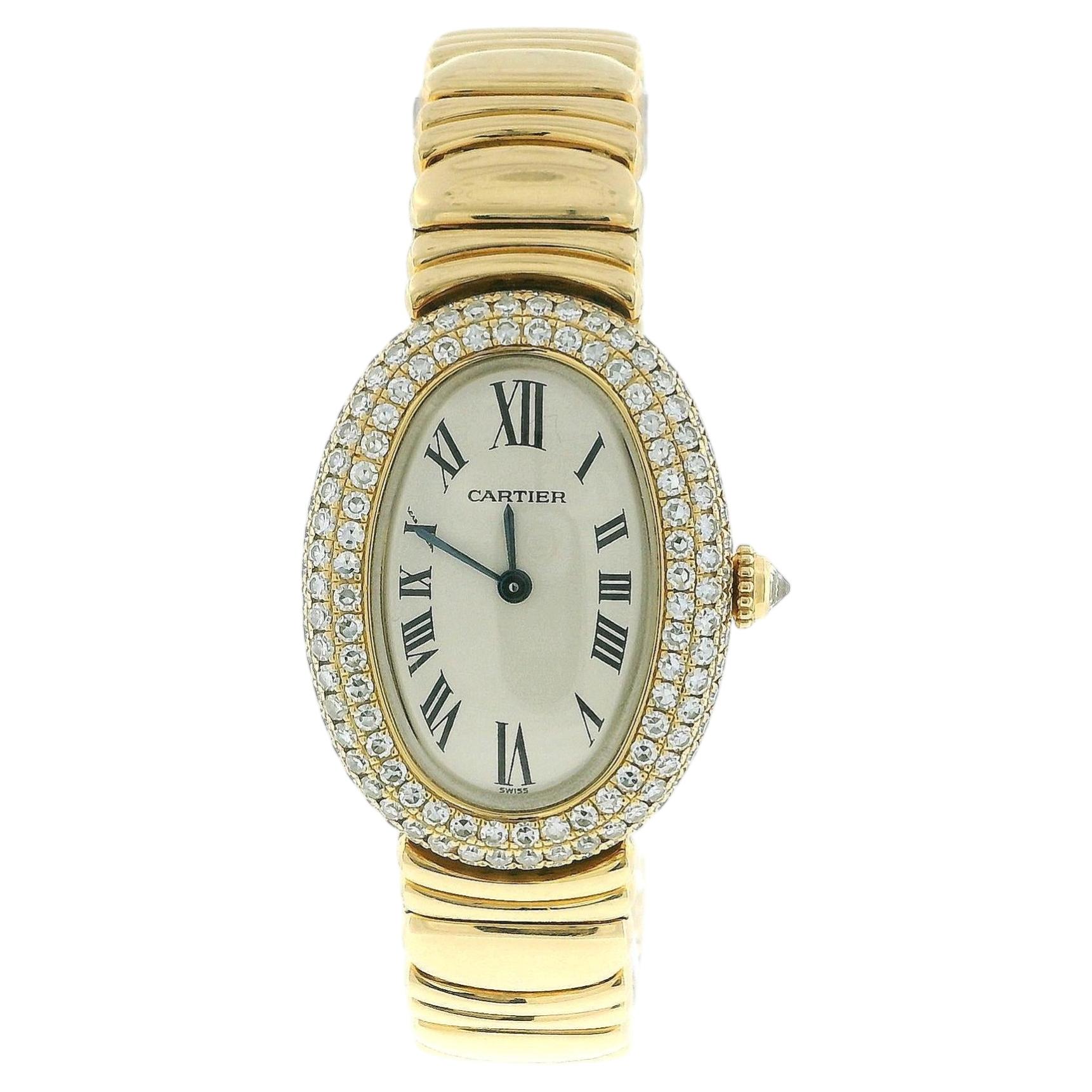 Cartier Baignoire 18K Yellow Gold Diamond 1950 1 Ladies Watch