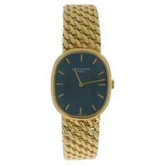Patek Philippe 3848/17 Golden Ellipse 18k Yellow Gold Blue Dial Watch