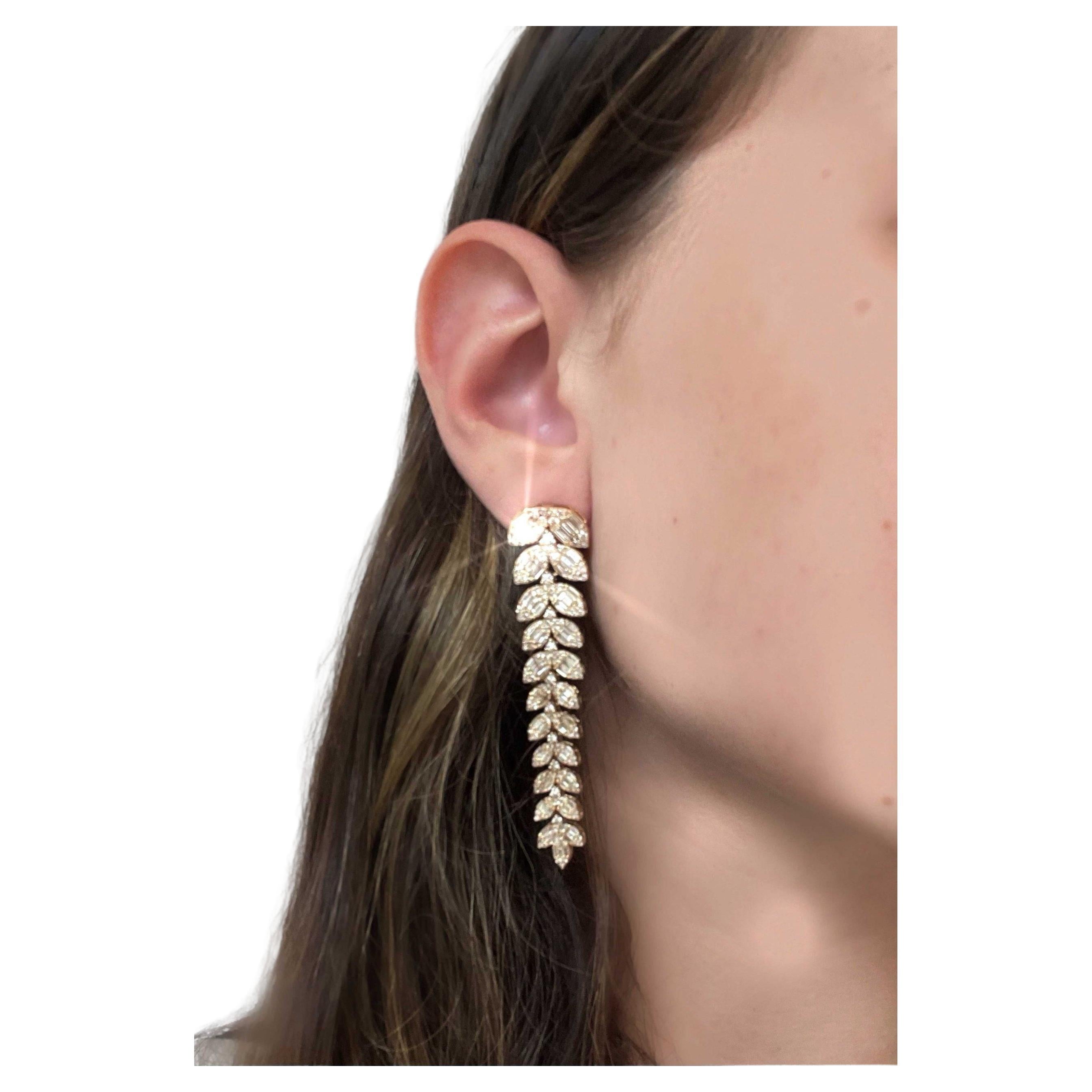Adorna Lux - Leaf Long Drop Earrings