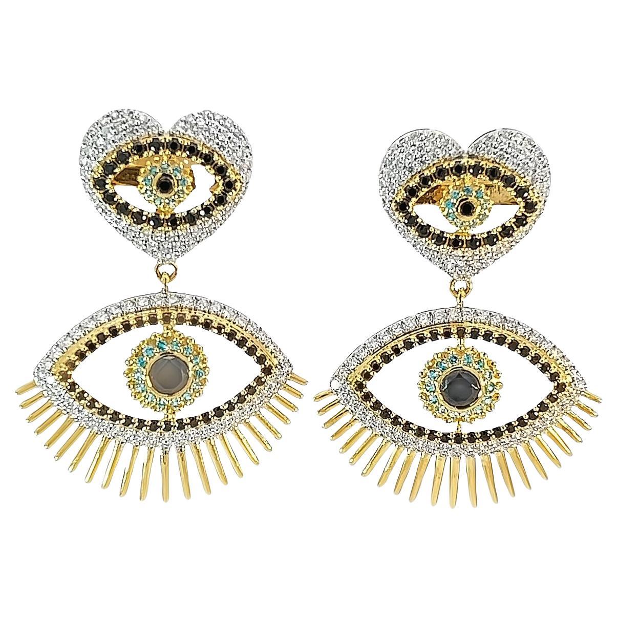 Adorna Lux - Enchanting evil eye earrings For Sale