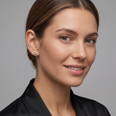 Diamond Lips Button 14K (or 18k upon request) Yellow Gold Earrings