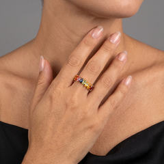 Celestial Spectrum 18K Yellow Gold Rainbow Gemstone Ring