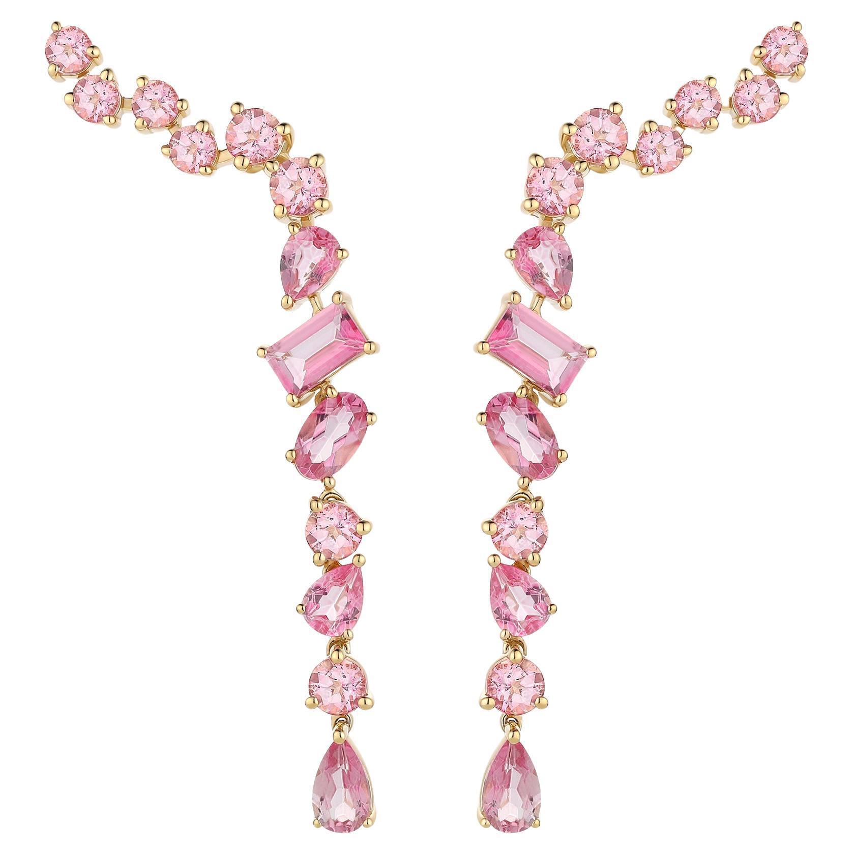 Pink Multishape Topaz Drop Earrings For Sale