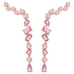 Orecchini a goccia in oro rosa 14 carati a forma multipla di Topazio Rosa
